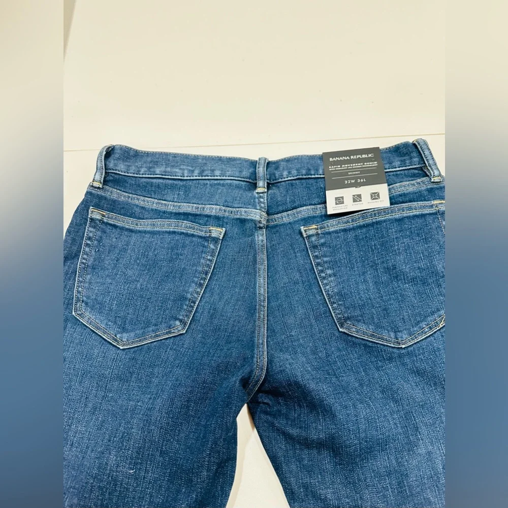 NWT‎ Banana Republic Mens Skinny Fit Blue Jeans Size 32W 36 L
